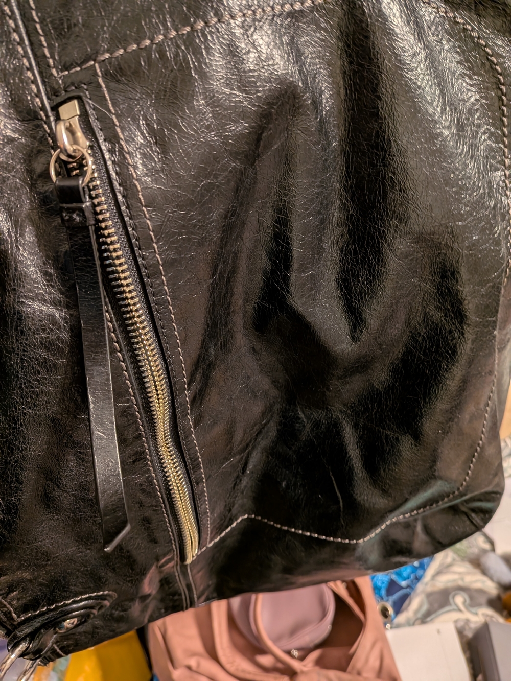 Coach Gallery Black Leather Signature Tote with Zip Pocket - Picture 6 of 8
